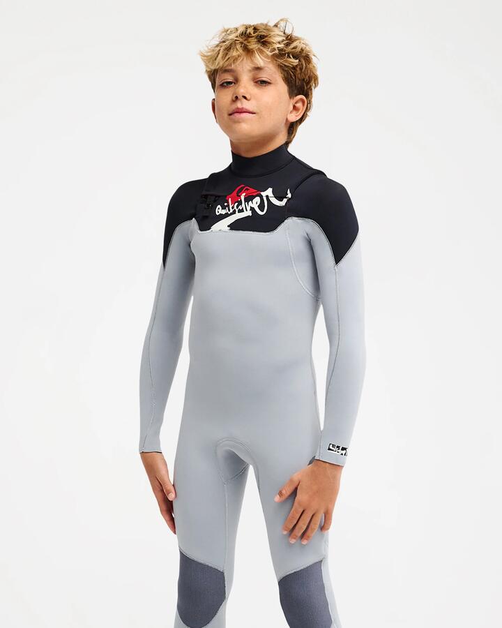 Image of Wetsuits. Product name - Quiksilver Boys 8-16 Young Guns 3/2Mm Full Zip Wetsuit Quarry in Quarry colour by brand - Quiksilver