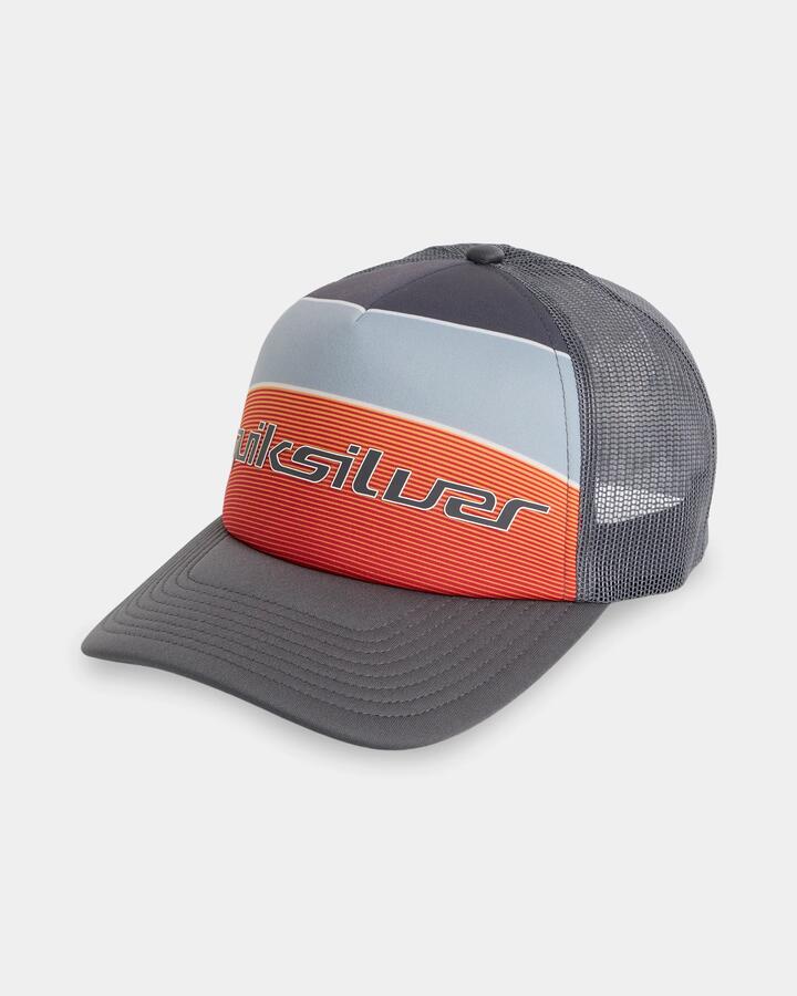 Image of Hats. Product name - Quiksilver Mens Classic Foam Art Trucker Cap Iron Gate in Iron Gate colour by brand - Quiksilver