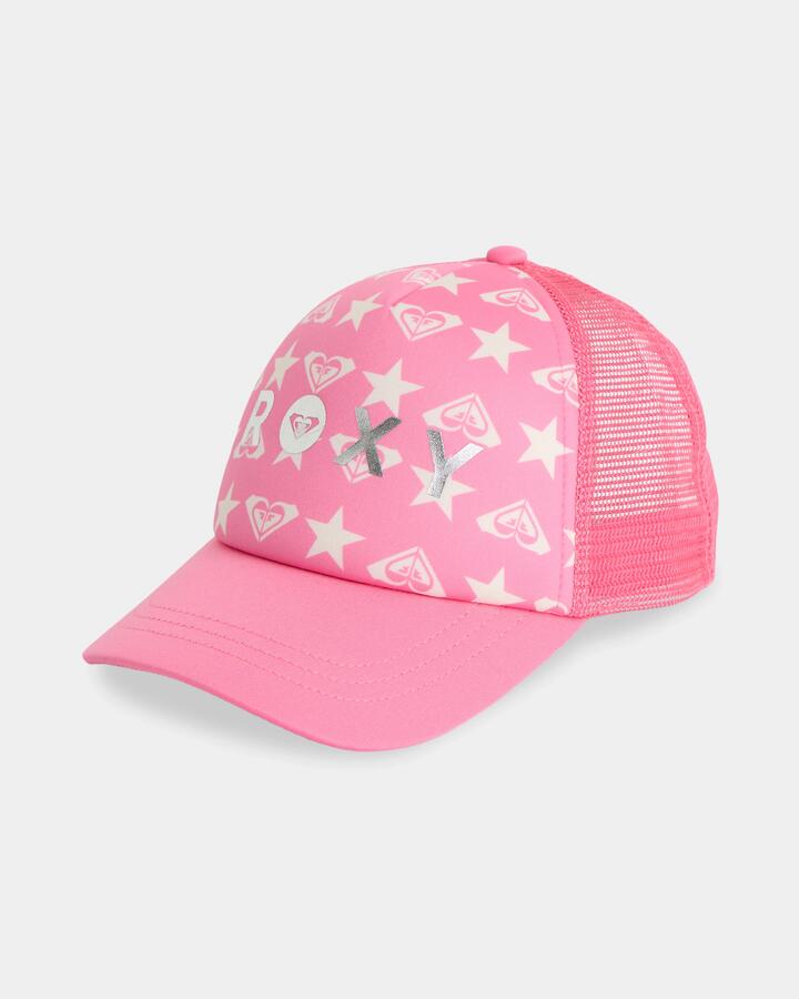 Image of Hats. Product name - Roxy Girls 2-7 Sweet Emotions Trucker Cap Pink Carnation Super Star Tw in Pink Carnation Super Star Tw colour by brand - Roxy