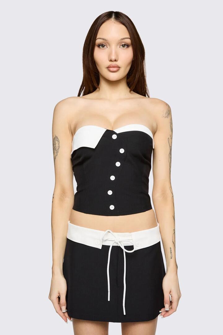 Image of Lingerie. Product name - Hot Issue Tuxedo Corset in Black colour by brand - Black Friday