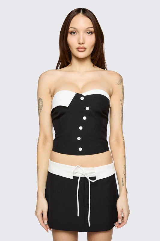 Image of Lingerie. Product name - Hot Issue Tuxedo Corset in Black colour by brand - Black Friday