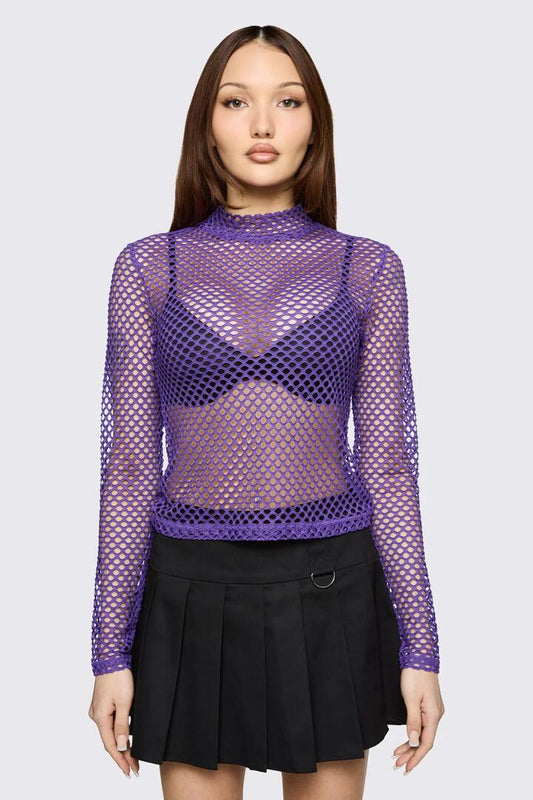 Image of a model wearing Tops. Product name - Bang Bang Mesh Top in Green colour by brand - Black Friday