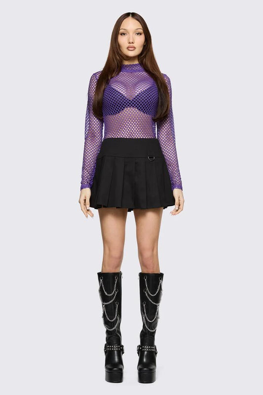 Image of a model wearing Skirts. Product name - Bang Bang Pleated Skirt in Black colour by brand - Black Friday