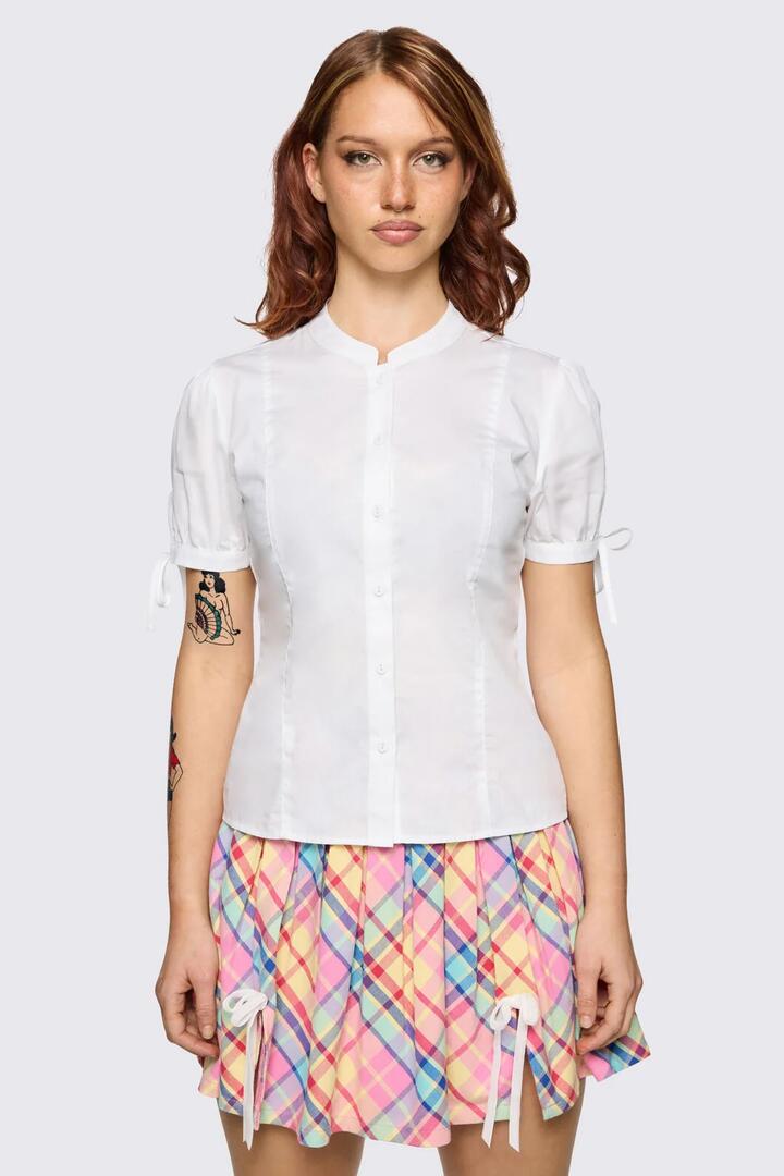 Image of Blouses. Product name - Underdog Blouse in White colour by brand - Dangerfield
