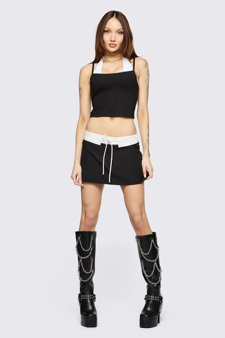 Image of a model wearing Tops. Product name - Hot Issue Layered Tank in Black colour by brand - Black Friday
