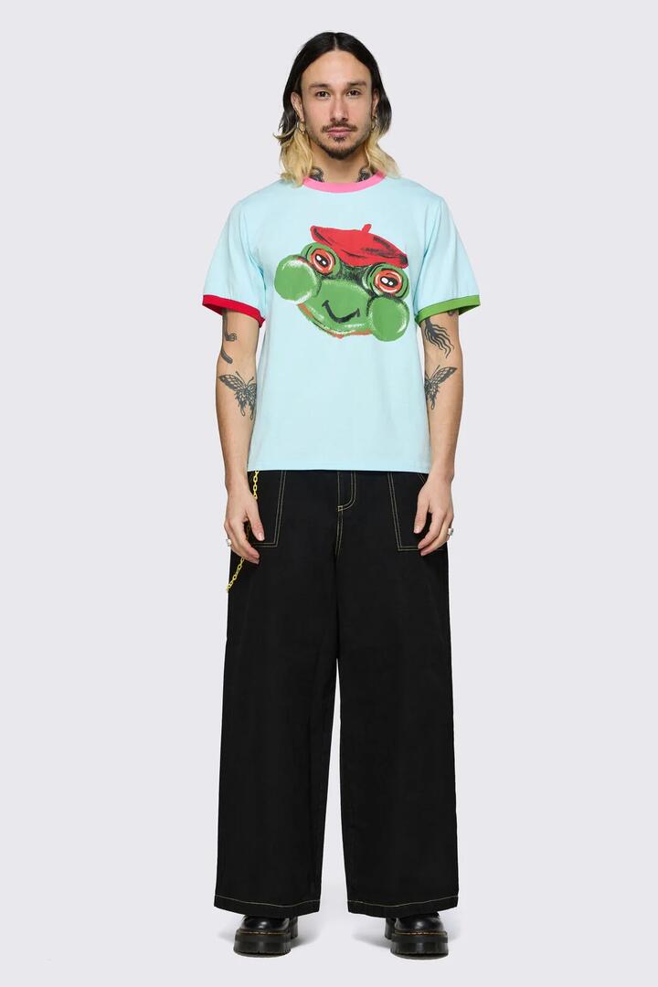 Image of T-Shirts. Product name - Colourblock Frog Tee in Blue colour by brand - Dangerfield