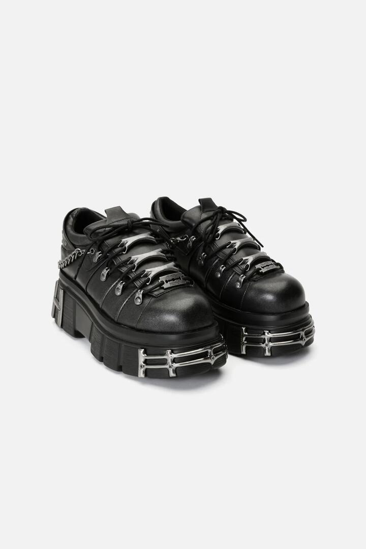 Image of Heels. Product name - Washed Hardcore Platform Sneakers in Black colour by brand - Black Friday