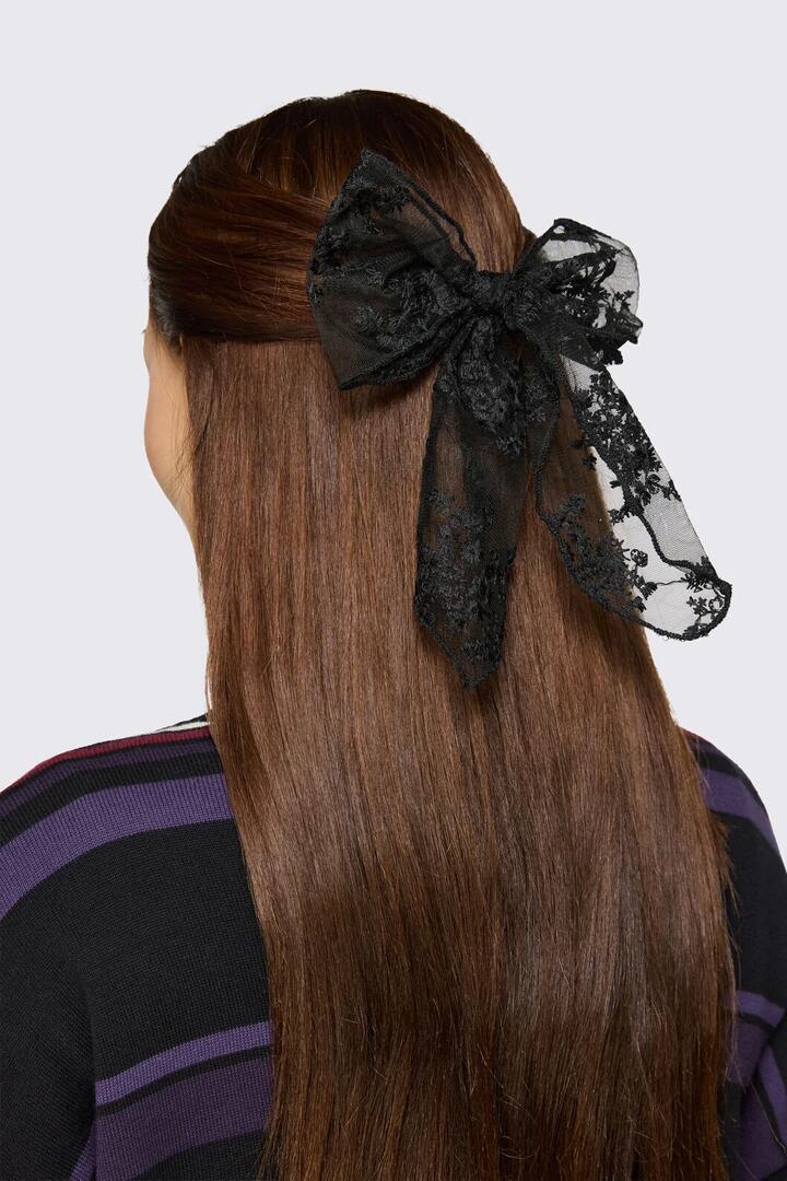 Image of Hair Accessories. Product name - Large Lace Bow Hair Clip in Black colour by brand - Black Friday
