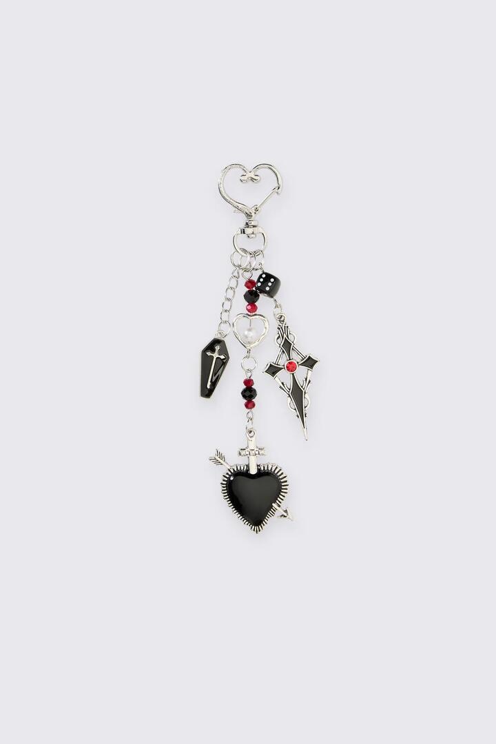 Image of Charms. Product name - Dark Romance Key Bag Charm in Silver colour by brand - Black Friday