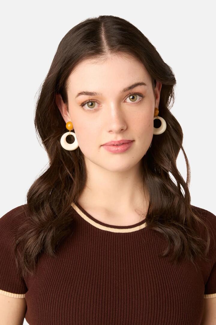 Image of Earrings. Product name - Cream Mimi Retro Earrings in Cream colour by brand - Princess Highway