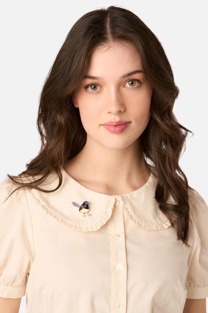 Image of Jewelry. Product name - Fairy Wren Pin in Blue colour by brand - Princess Highway