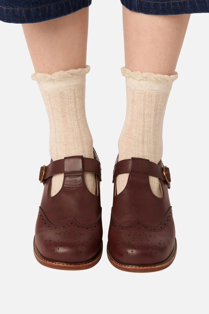 Image of Socks. Product name - Frill Top Sock in Cream colour by brand - Princess Highway