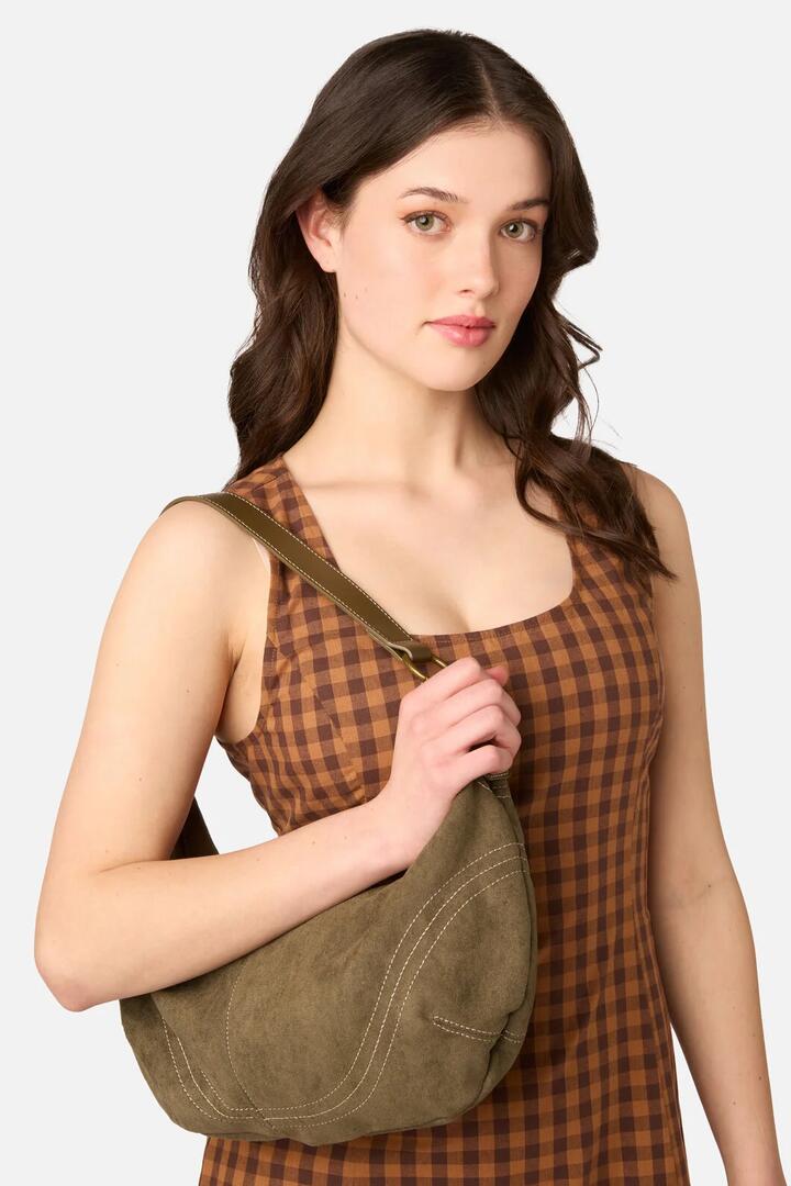 Image of Bags. Product name - Olive Boho Faux Suede Bag in Olive colour by brand - Princess Highway