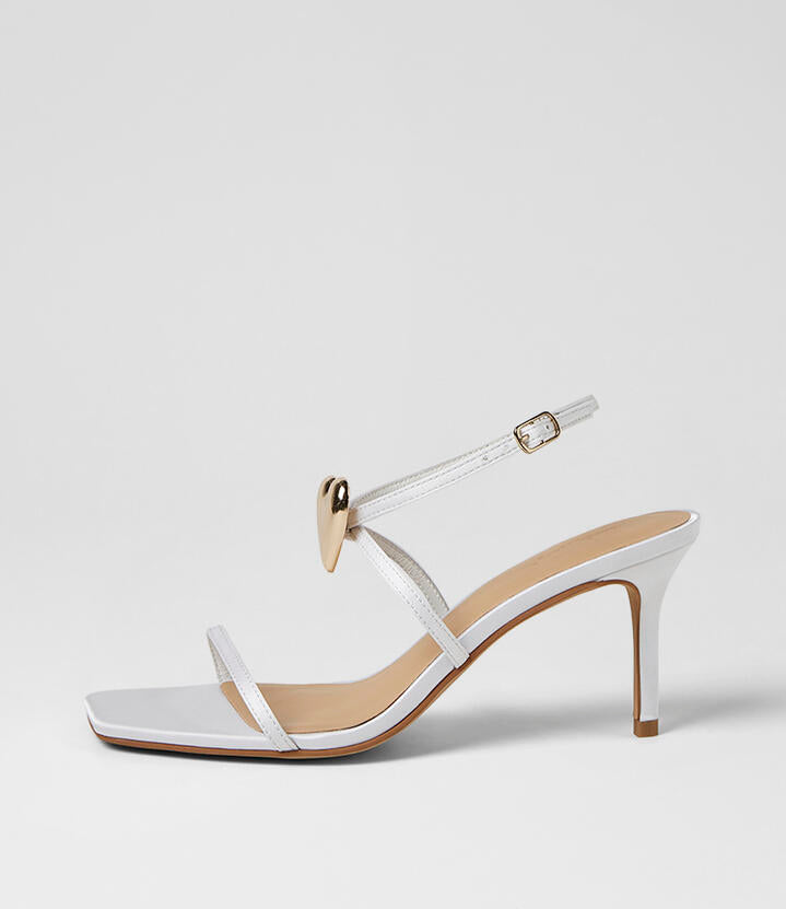 Image of Sandals. Product name - Piety White Satin Sandals in White colour by brand - MOLLINI
