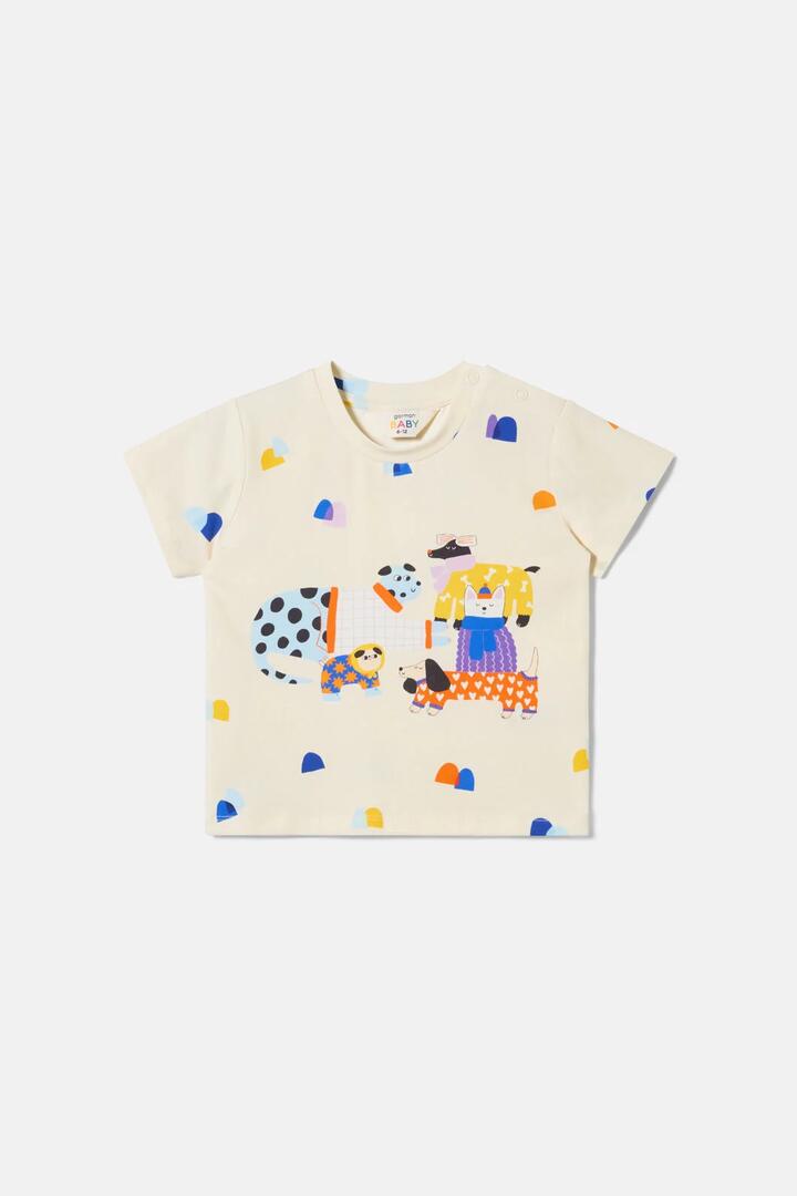 Image of T-Shirts. Product name - Dogs Baby T-Shirt in Cream colour by brand - Gorman