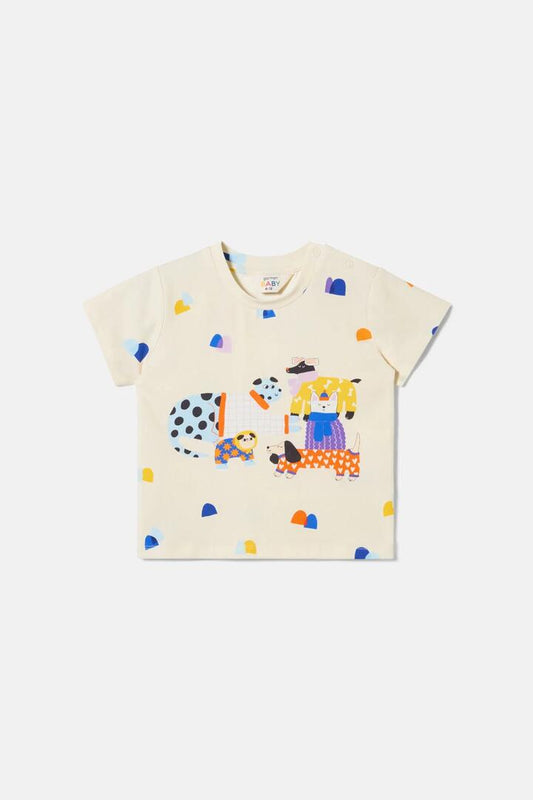 Image of T-Shirts. Product name - Dogs Baby T-Shirt in Cream colour by brand - Gorman