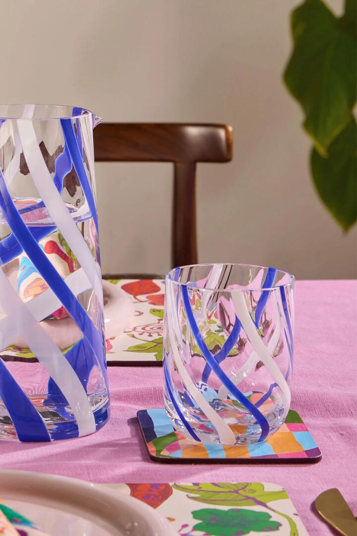Image of Kitchen & Dining. Product name - Swirl Tumbler Blue in Multi colour by brand - Gorman