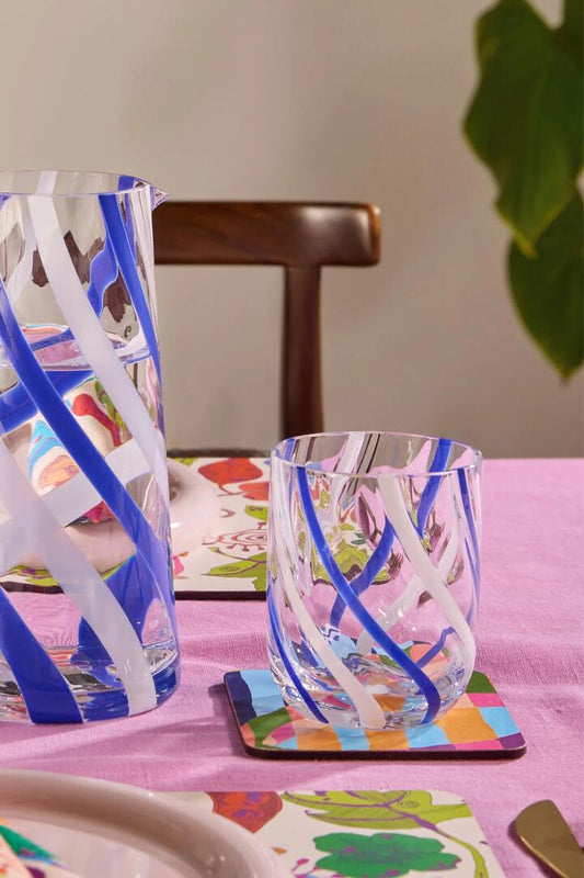 Image of Kitchen & Dining. Product name - Swirl Tumbler Blue in Multi colour by brand - Gorman