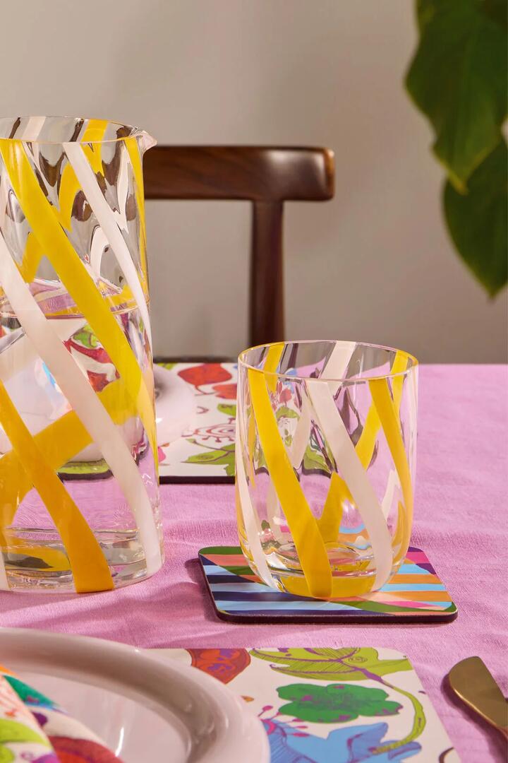 Image of Kitchen & Dining. Product name - Swirl Tumbler Yellow in Multi colour by brand - Gorman