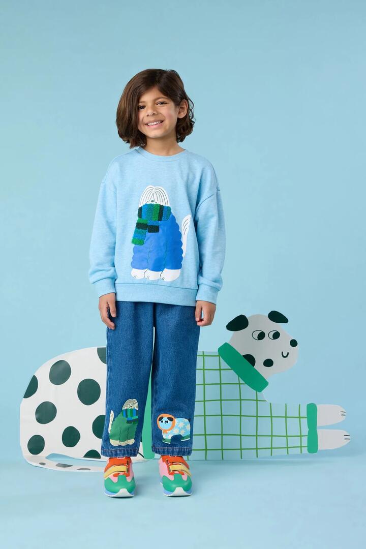 Image of Jeans. Product name - Doggy Denim Kids Pants in Denim colour by brand - Gorman