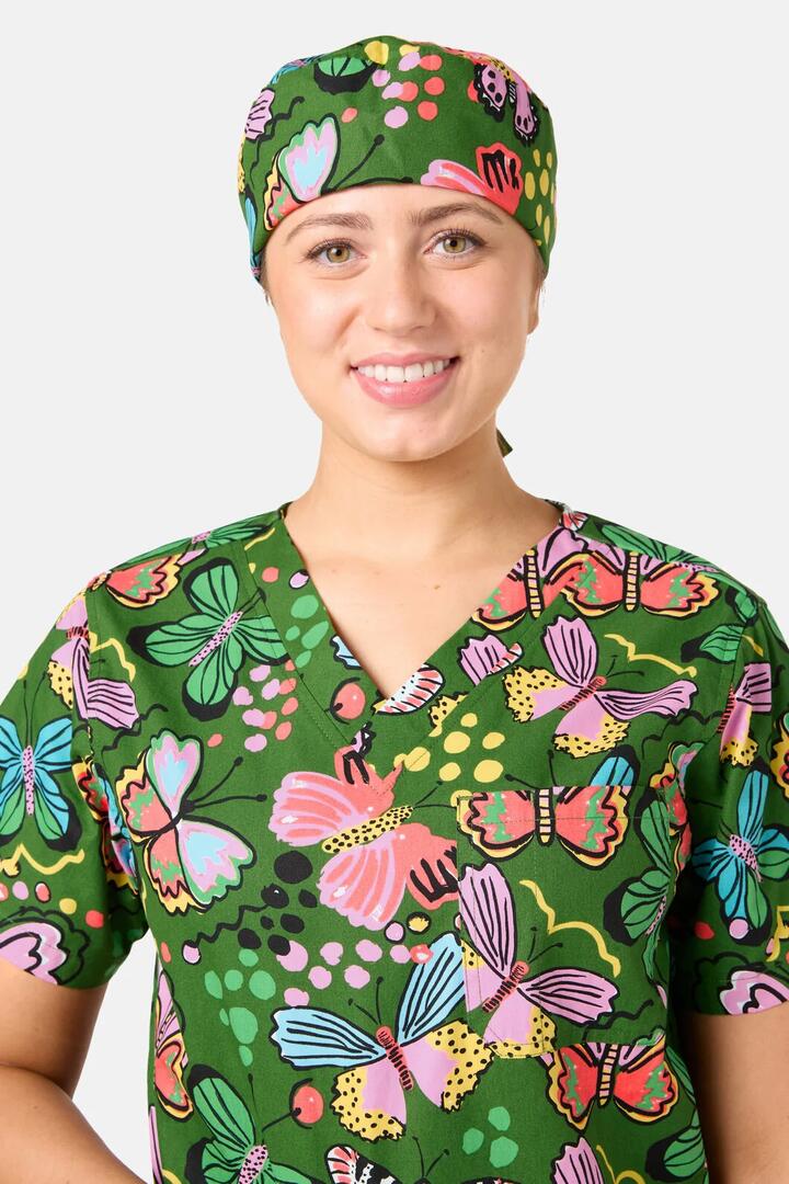 Image of Hats. Product name - Papillon Scrub Hat in Green colour by brand - Gorman