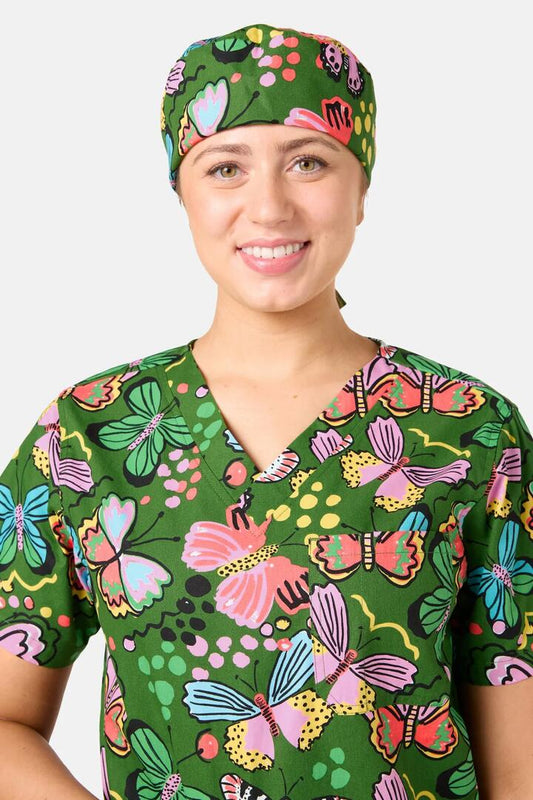 Image of Hats. Product name - Papillon Scrub Hat in Green colour by brand - Gorman