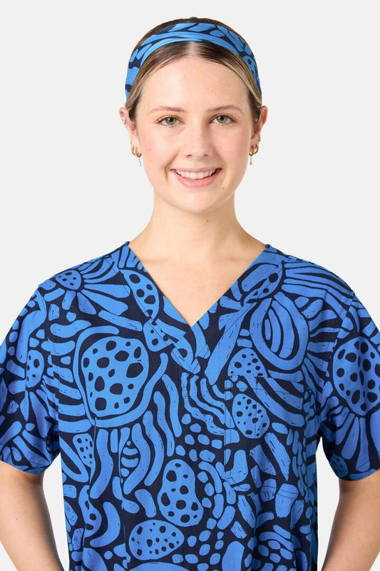 Image of Hats. Product name - Breezy Waters Scrub Headband in Navy colour by brand - Gorman