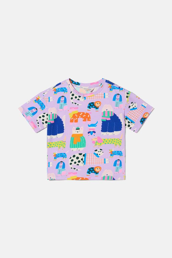 Image of T-Shirts. Product name - Sweater Dogs Kids T-Shirt in Lilac colour by brand - Gorman