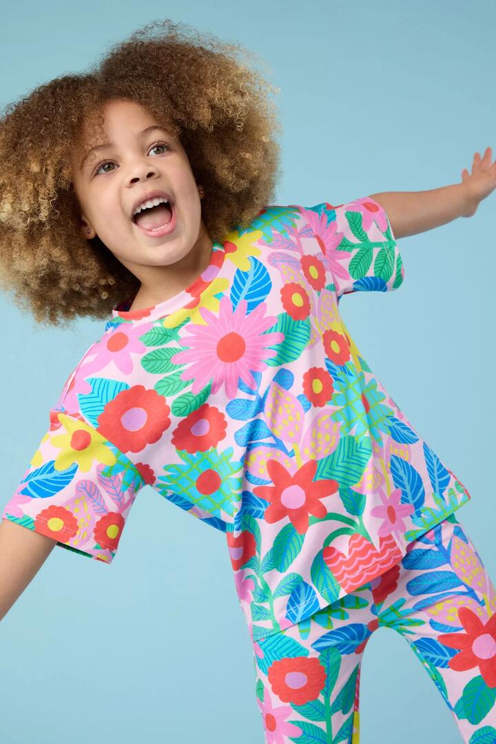 Image of T-Shirts. Product name - Floral Pop Floral Kids T-Shirt in Pink colour by brand - Gorman