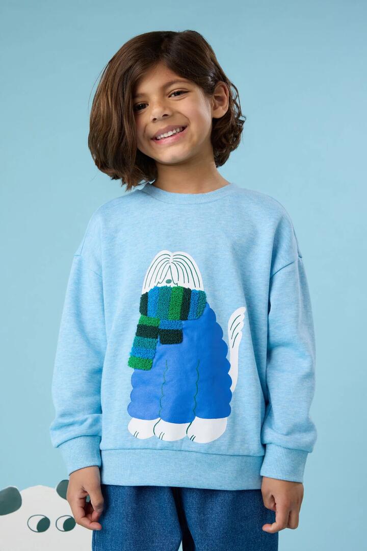 Image of a model wearing Outerwear. Product name - Big Dog Kids Sweater in Light Blue colour by brand - Gorman