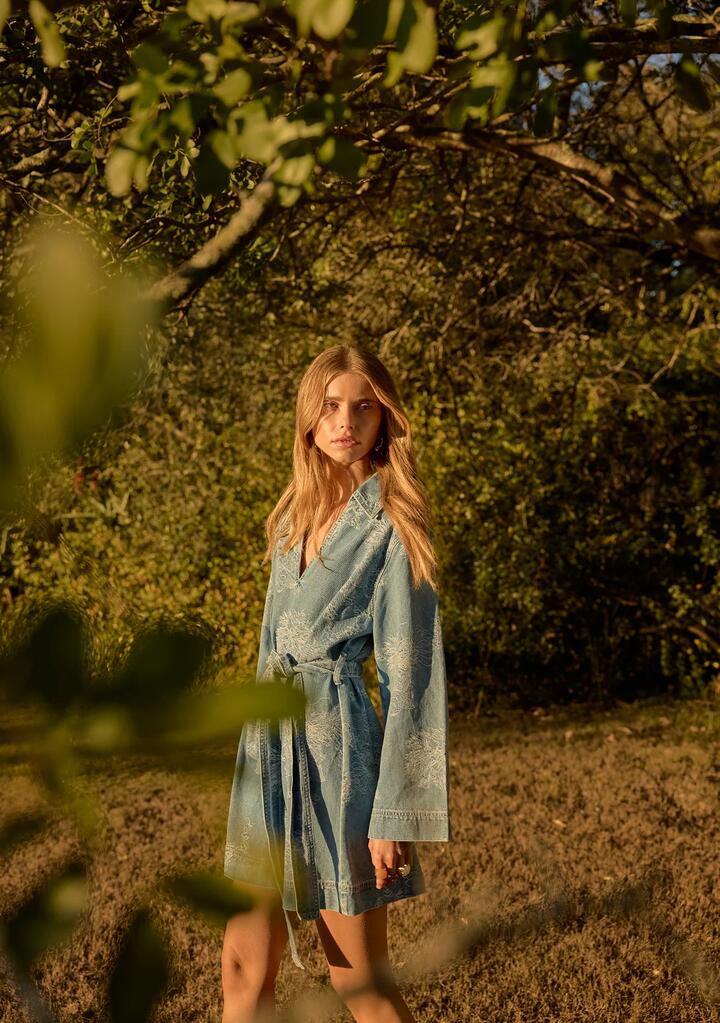 Image of Jeans. Productname: Elodie Denim Mini Dress in Indigo colour by brand - MOS The Label