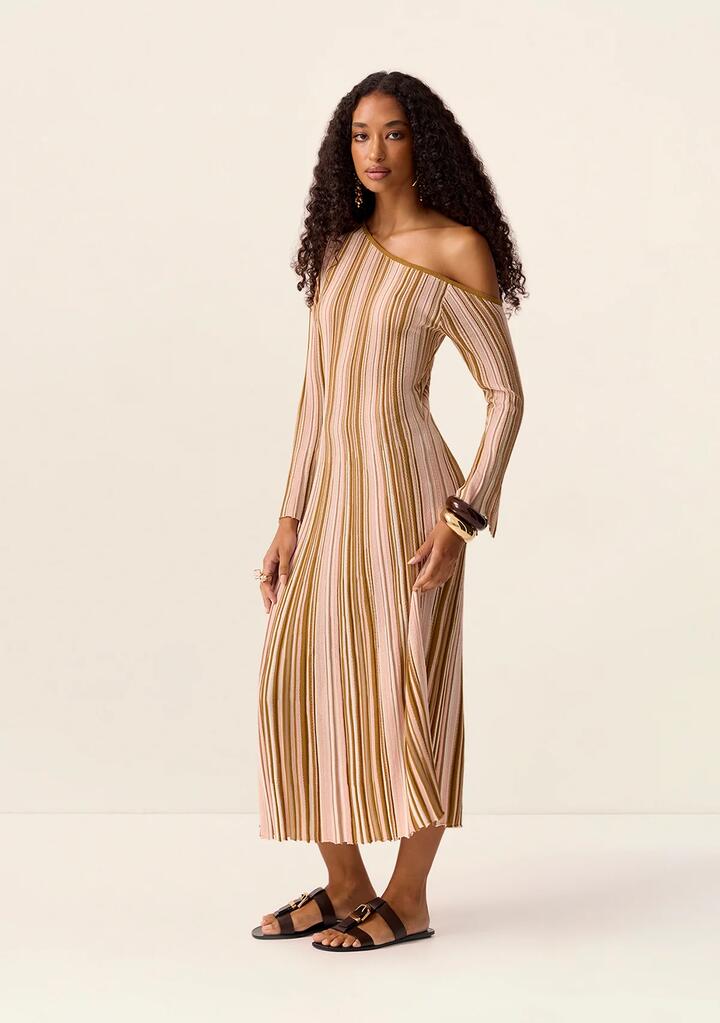 Image of Dresses. Productname: Selva Knit Off Shoulder Dress in Petal colour by brand - MOS The Label