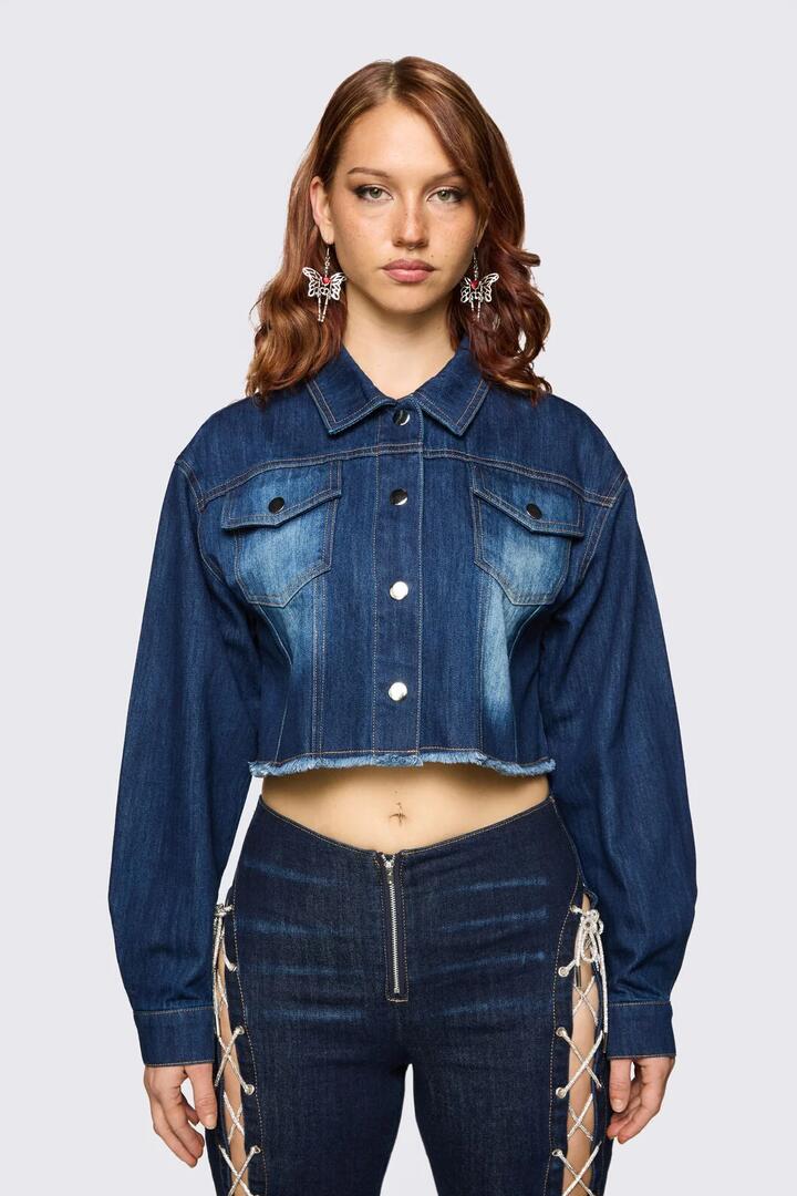 Image of Coats & Jackets. Product name - Dizzy Denim Jacket in Navy colour by brand - Dangerfield