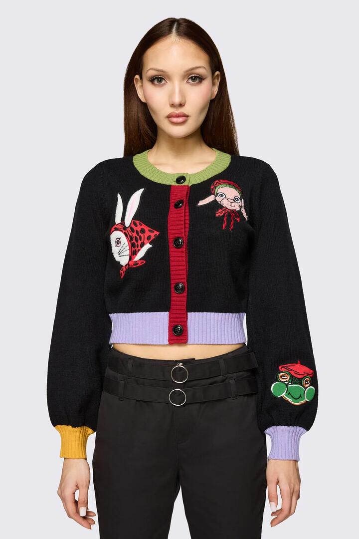Image of Cardigans. Product name - Bonnet Cutie Cardi in Black colour by brand - Dangerfield