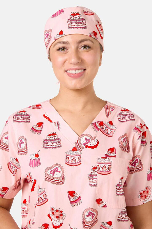 Image of Hats. Product name - Cake Party Scrub Hat in Pink colour by brand - Scrubs With Love