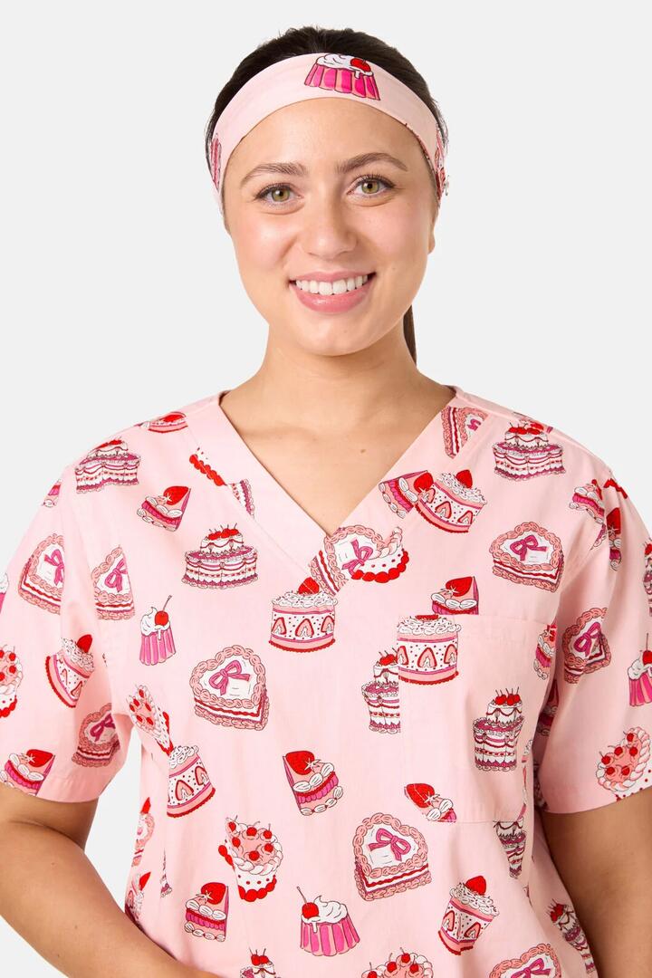 Image of Hair Accessories. Product name - Cake Party Scrub Headband in Pink colour by brand - Scrubs With Love