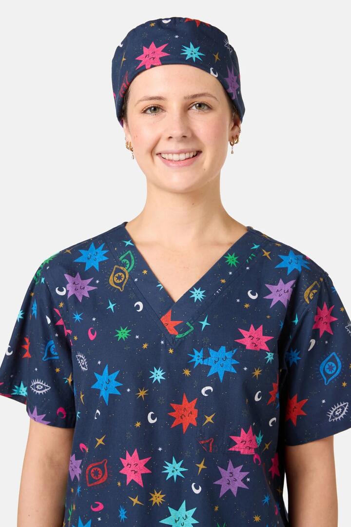 Image of Hats. Product name - Intergalactic Scrub Hat in Midnight colour by brand - Scrubs With Love