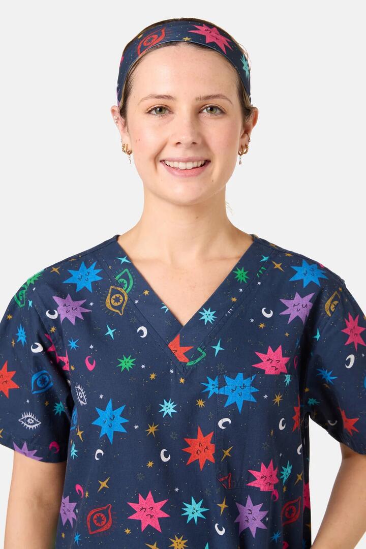 Image of Hair Accessories. Product name - Intergalactic Scrub Headband in Midnight colour by brand - Scrubs With Love