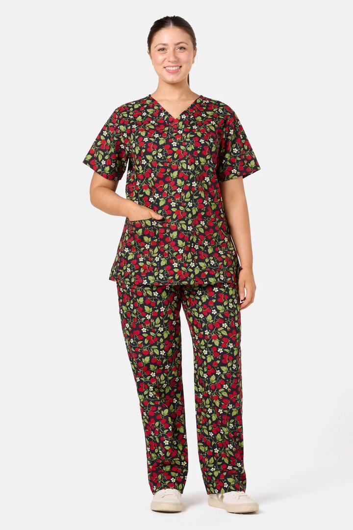 Image of a model wearing Uniforms & Workwear. Product name - Raspberry Scrub Set in Navy colour by brand - Scrubs With Love