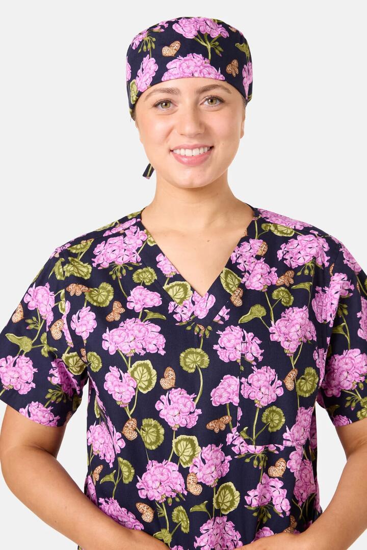 Image of Hats. Product name - Geranium Scrub Hat in Navy colour by brand - Scrubs With Love