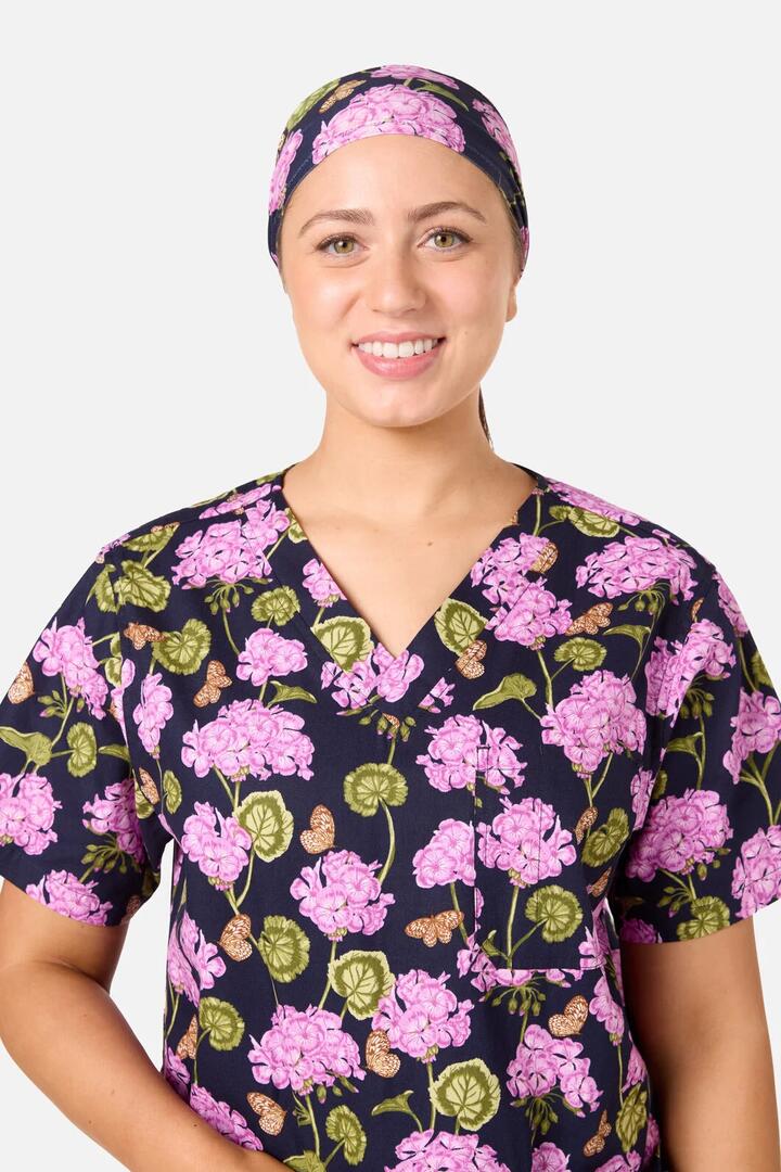 Image of Hair Accessories. Product name - Geranium Scrub Headband in Navy colour by brand - Scrubs With Love