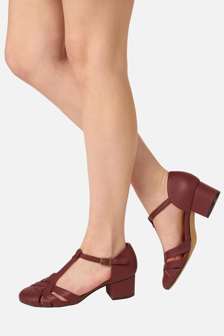 Image of Heels. Product name - Plum Vintage Strap Heel in Plum colour by brand - Princess Highway