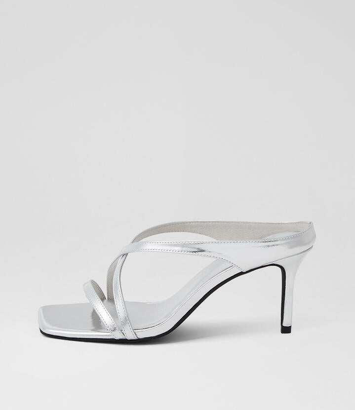 Image of Sandals. Product name - Passione Silver Foil Leather Sandals in Silver Foil colour by brand - MOLLINI