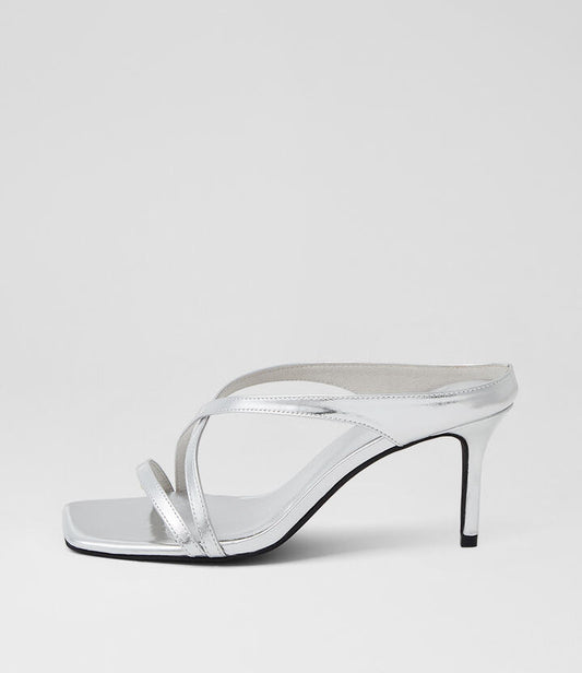 Image of Sandals. Product name - Passione Silver Foil Leather Sandals in Silver Foil colour by brand - MOLLINI