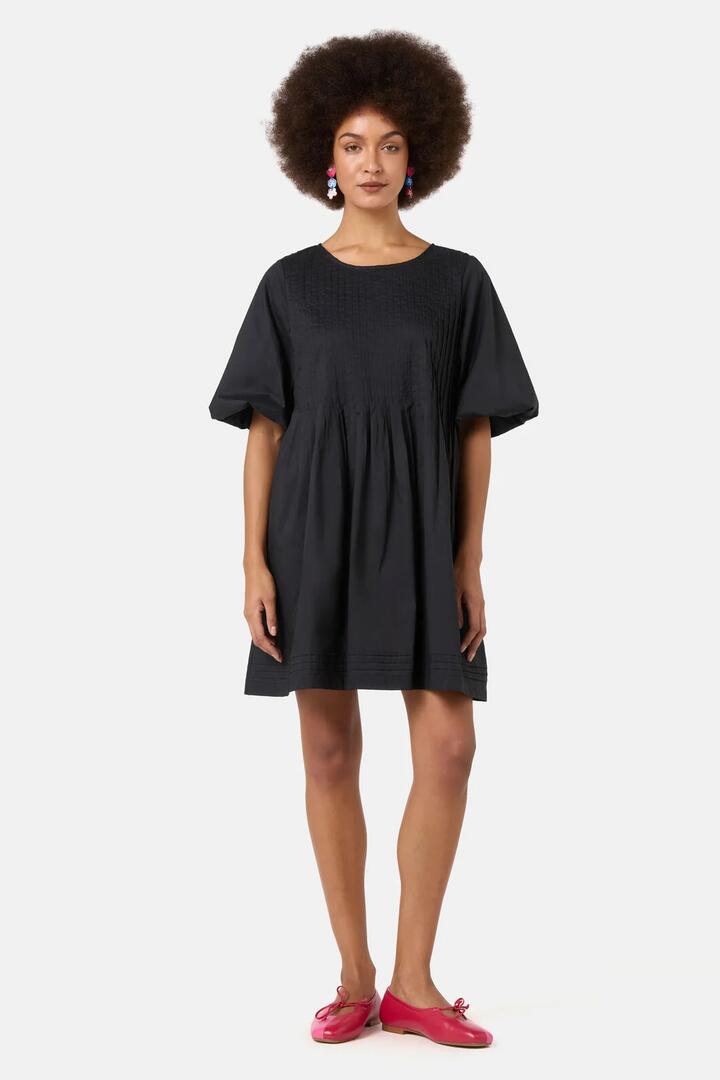 Image of Dresses. Product name - Willa Organic Smock Dress in Black colour by brand - Gorman