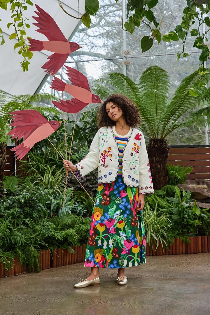 Image of a model wearing Skirts. Product name - Sanctuary Print Midi Skirt in Print colour by brand - Gorman