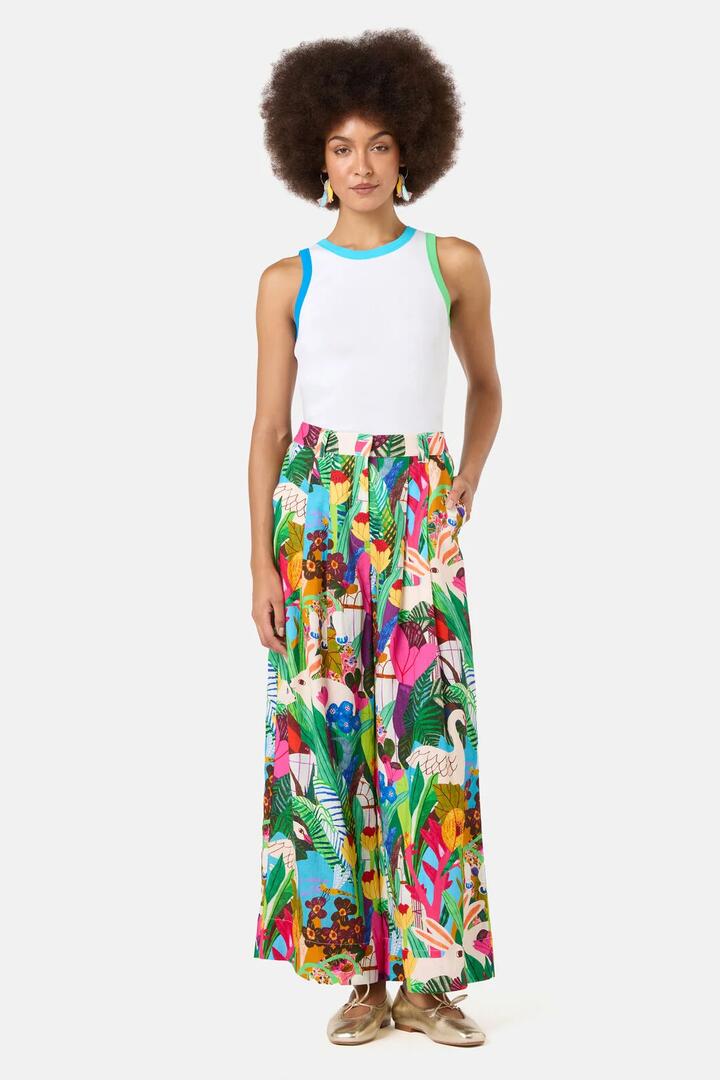 Image of a model wearing Pants. Product name - Sanctuary Print Pant in Print colour by brand - Gorman