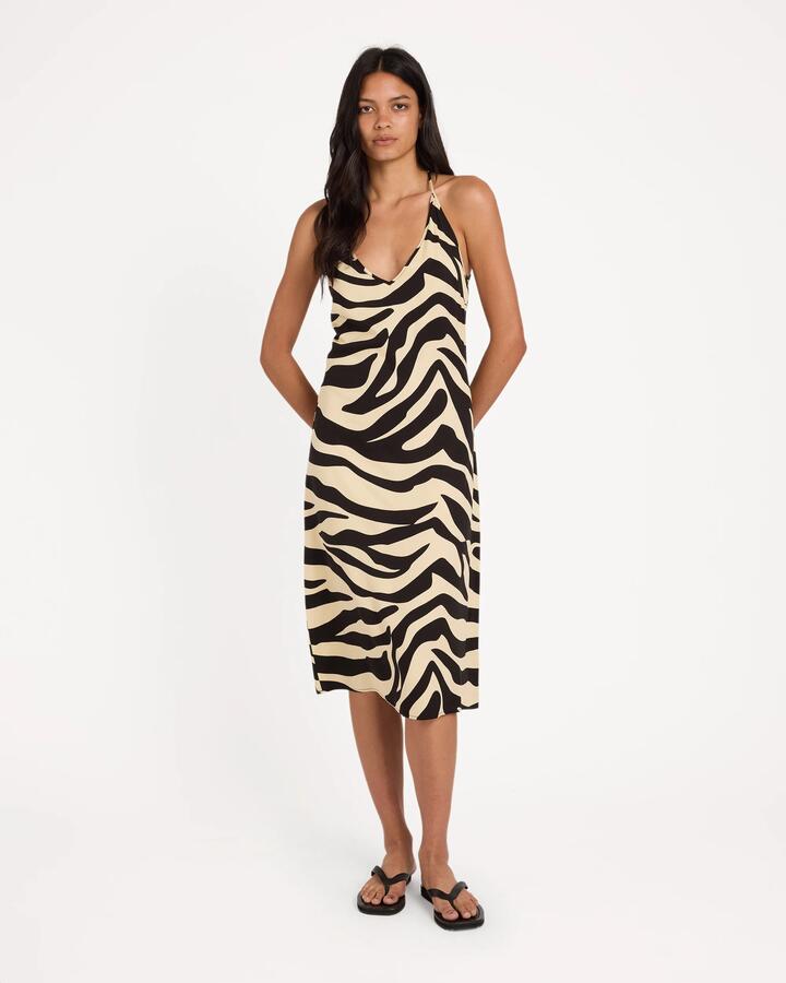 Image of Dresses. Product name - Rvca Womens Voyager Midi Slip Dress Rvca Black in Rvca Black colour by brand - Rvca