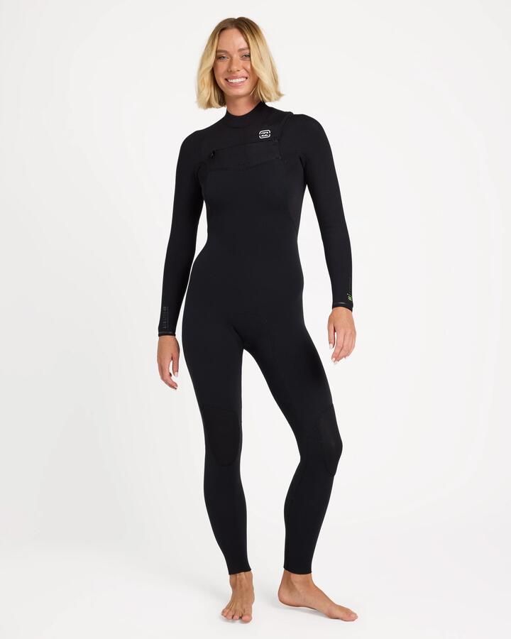 Image of Wetsuits. Product name - Billabong Womens 3/2 Furnace Revo Chest Zip Wetsuit Black in Black colour by brand - Billabong