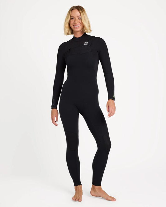 Image of Wetsuits. Product name - Billabong Womens 3/2 Furnace Revo Chest Zip Wetsuit Black in Black colour by brand - Billabong